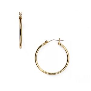 Lauren Ralph Lauren Gold Tone Thin Medium Hoop Earrings